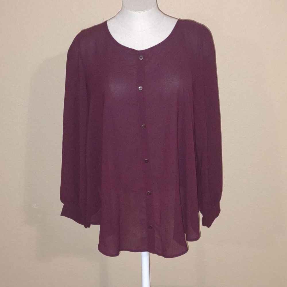 Audrey 3+1 Sheer Long Sleeve Open Back Blouse Size M?